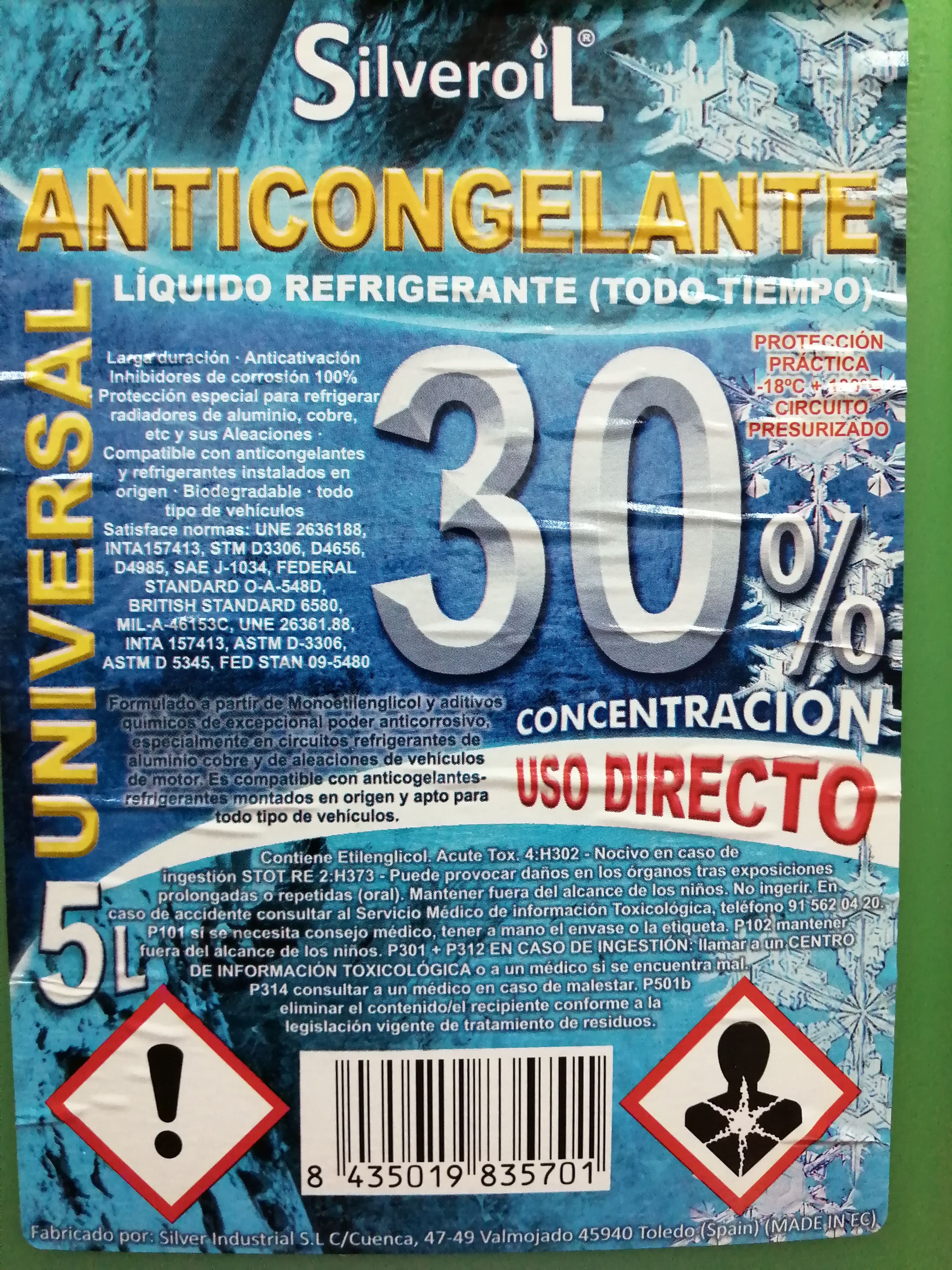 Anticongelante Silveroil 30% 5L (Verde)