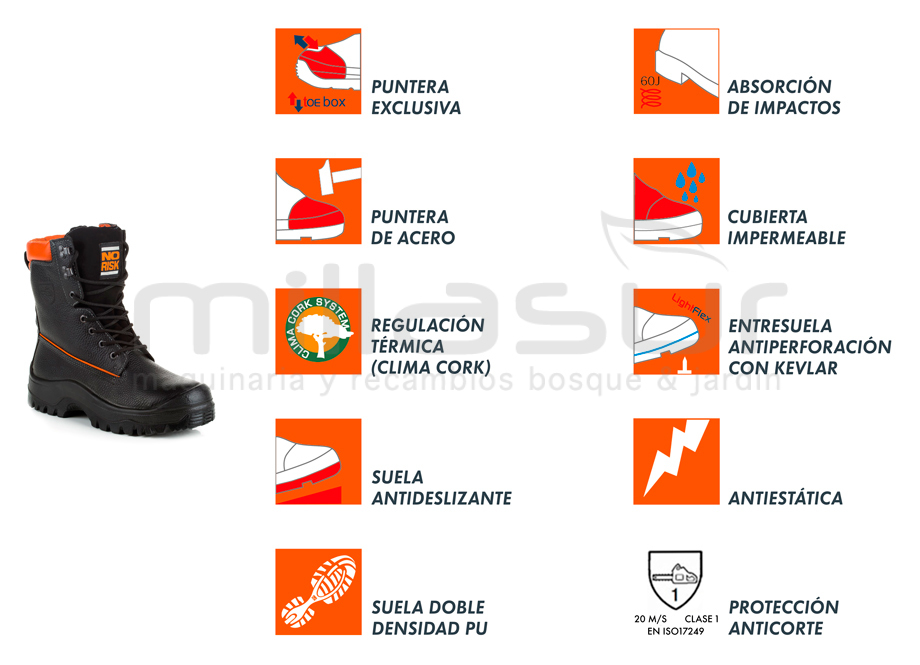 BOTA ANTICORTE MOTOSIERRA NO RISK LOGGER CLASS 1 - T40