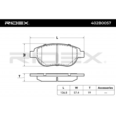 RIDEX JUEGO DE PASTILLAS DE FRENO REF.402B0057