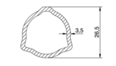 TUBO TRANSMISION TRIANGULAR 26.5x3.5x3000 mm