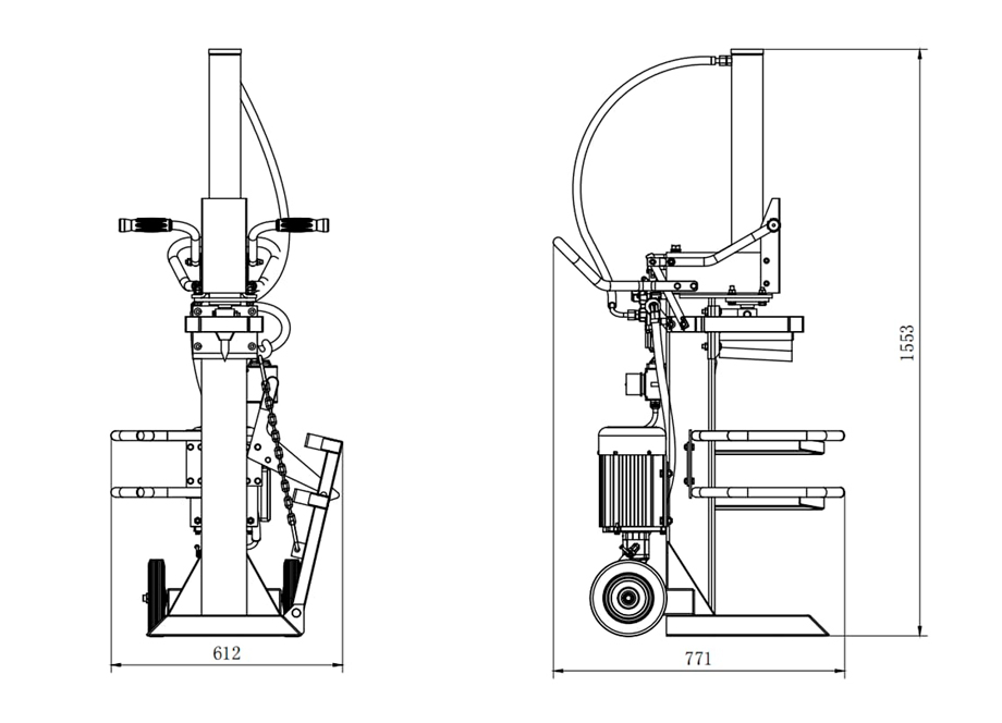 ROMPEDOR DE LEÑA VERTICAL 15 Tn. MOTOR A GASOLINA 7 HP.