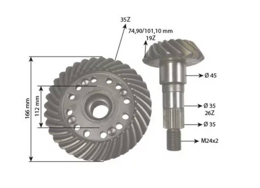 KIT DIFERENCIAL, GRUPO CÓNICO Z=19/35