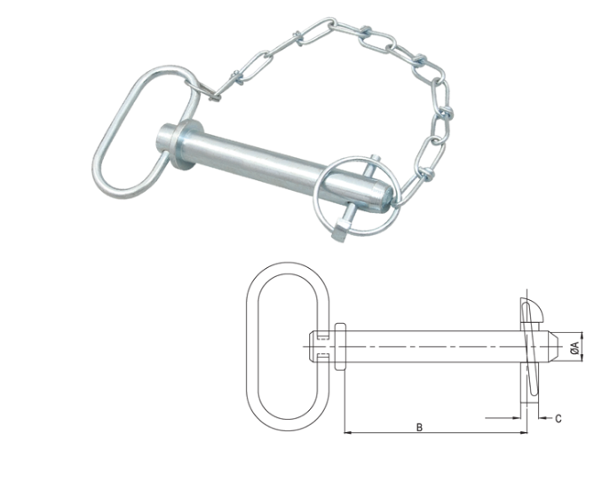 BULON 28x162 mm ASA OVALADA Y PASADOR CON CADENA  HPWLP28162D