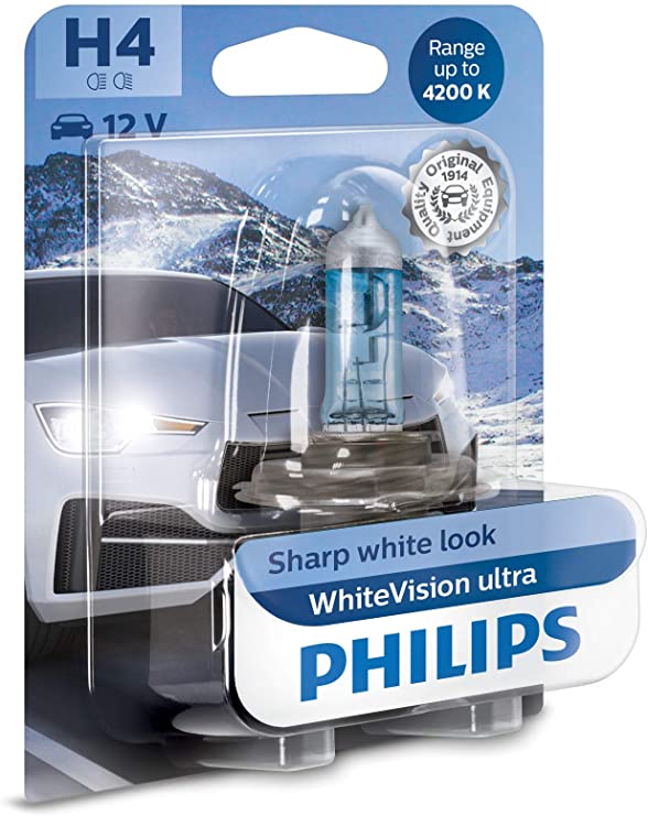 Lámpara H4 WhiteVision ultra 12V 60/55W P43 PHILIPS