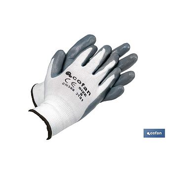 GUANTES 100%  POLIESTER  IMPREGNADO NITRILO GRIS T-9