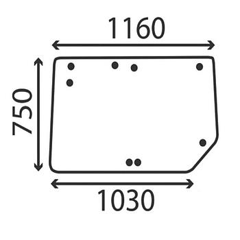 CRISTAL TRASERO PLANO NO TINTADO CON SOPORTE Adapt. a CLAAS - RENAULT / JOHN DEERE