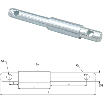 BULÓN-PASADOR 2 MEDIDAS 19/25/19x210 mm con ojales de 12 mm